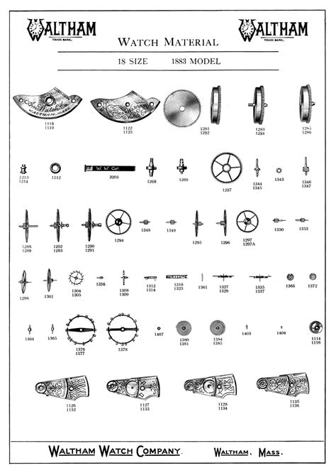 waltham pocket watch parts list